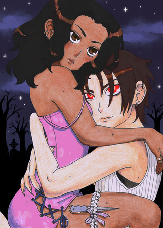Gift for Lydia. Rachel is my oc (right), her's is Henri (left).